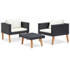 Keina Garden Furniture Set | 2 Chairs & Table | Black Poly Rattan | Cream BM339778