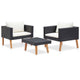 Keina Garden Furniture Set | 2 Chairs & Table | Black Poly Rattan | Cream BM339778