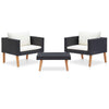 Keina Garden Furniture Set | 2 Chairs & Table | Black Poly Rattan | Cream