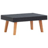 Keina Outdoor Coffee Table | Black Faux Rattan | Brown Wood | Square 28"
