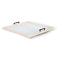Yela Decorative Tray | 27x27" Square w Black Handles | Natural Brown