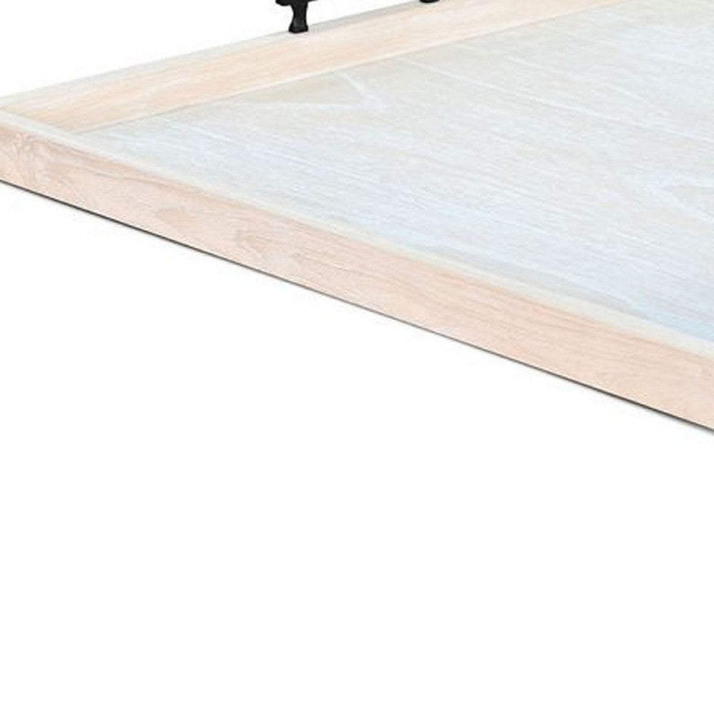 Yela Decorative Tray | 27x27’’ Square w Black Handles | Natural Brown