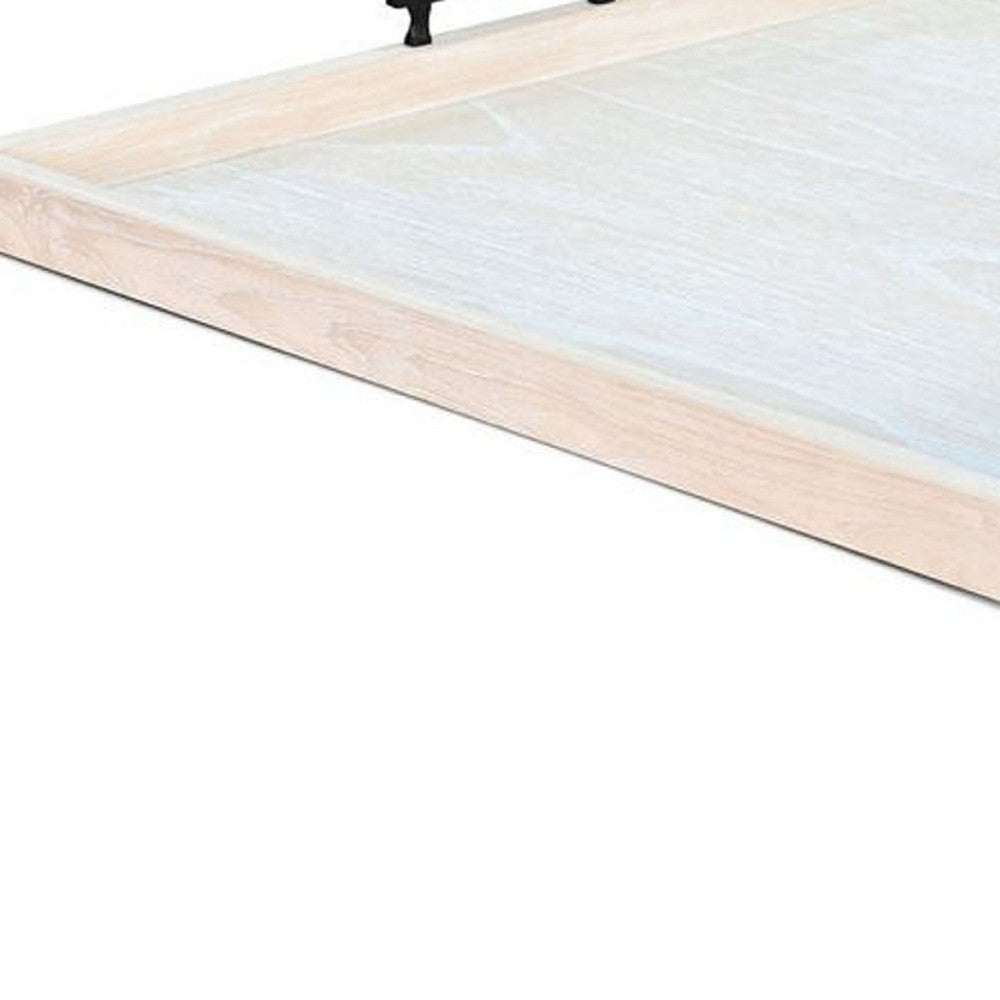 Yela Decorative Tray | 27x27" Square w Black Handles | Natural Brown