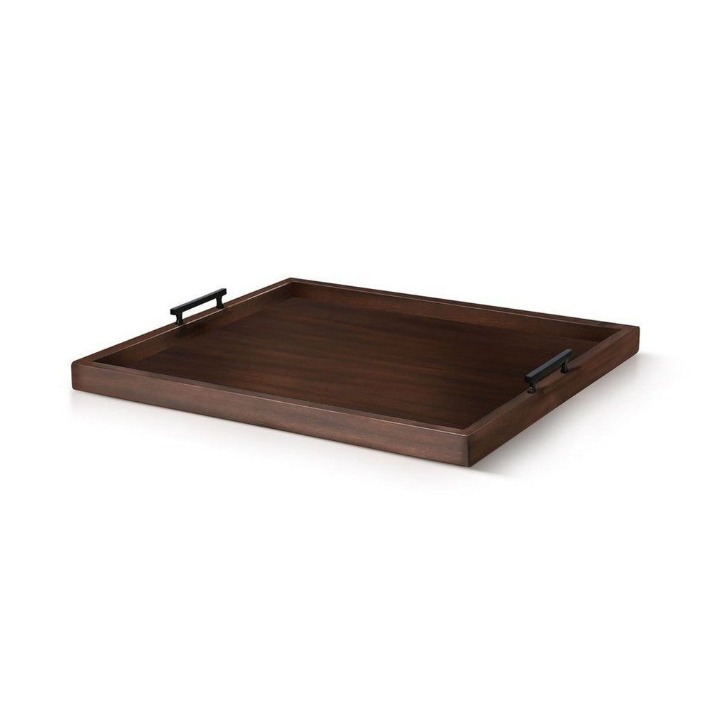 Yela Decorative Tray | 27x27 Square w Black Handles | Dark Brown