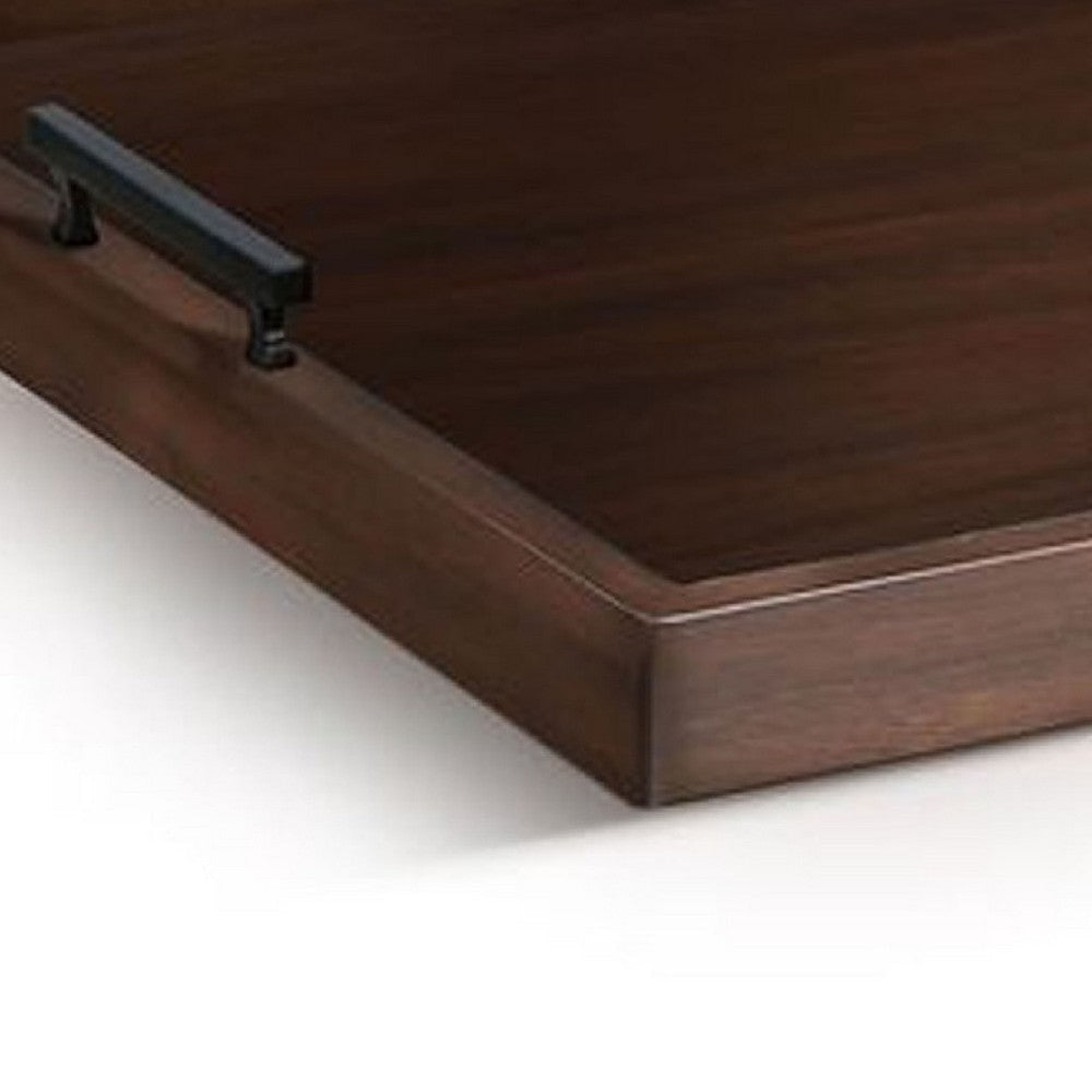 Yela Decorative Tray | 27x27 Square w Black Handles | Dark Brown