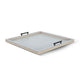 Yela Decorative Tray |27x27 Square w Black Handles | Light Gray