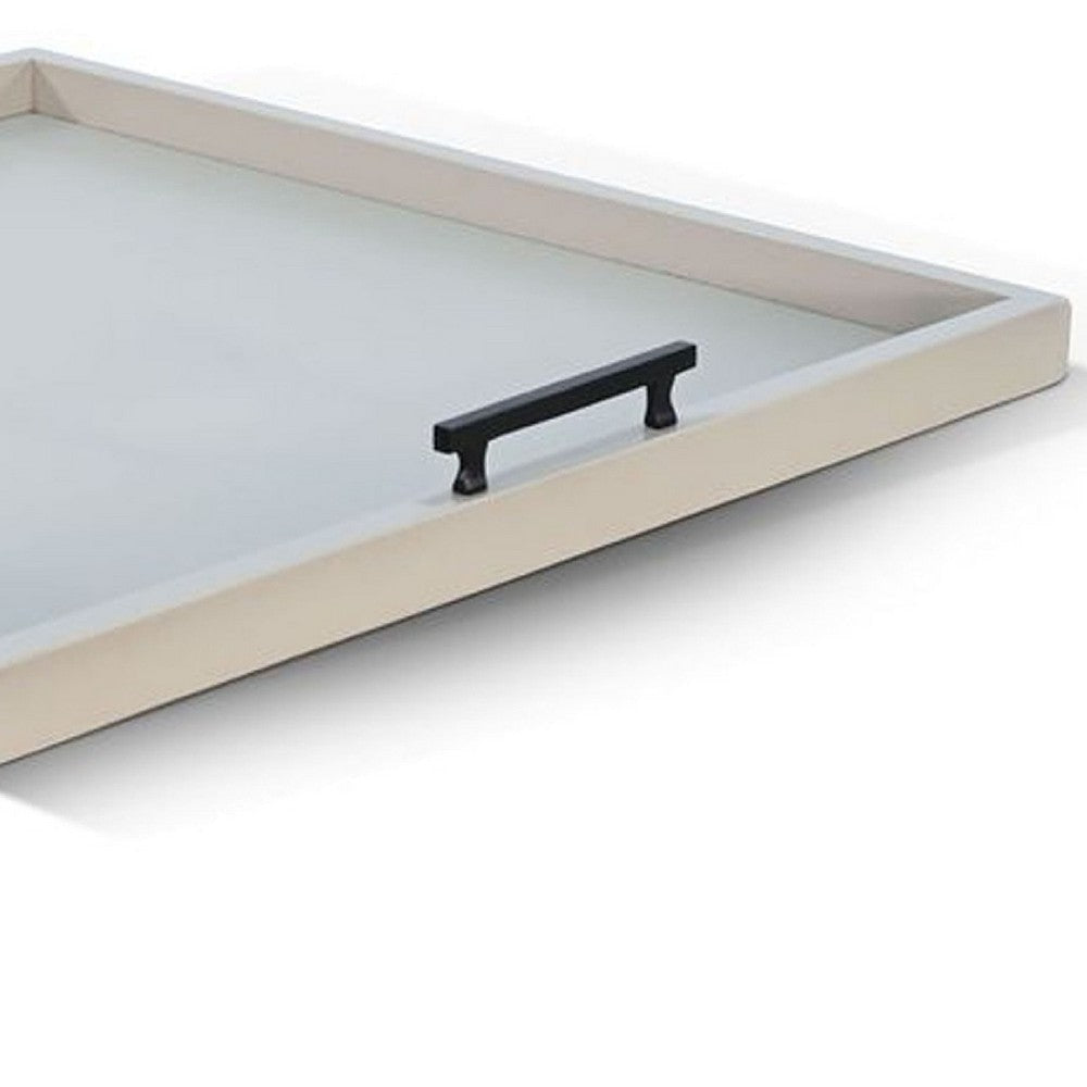 Yela Decorative Tray |27x27 Square w Black Handles | Light Gray