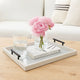 Yela Decorative Tray |27x27 Square w Black Handles | Light Gray