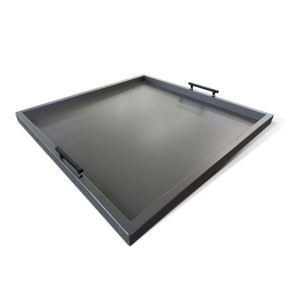 Yela Decorative Tray | 27x27 Square w Black Handles | Urban Bronze