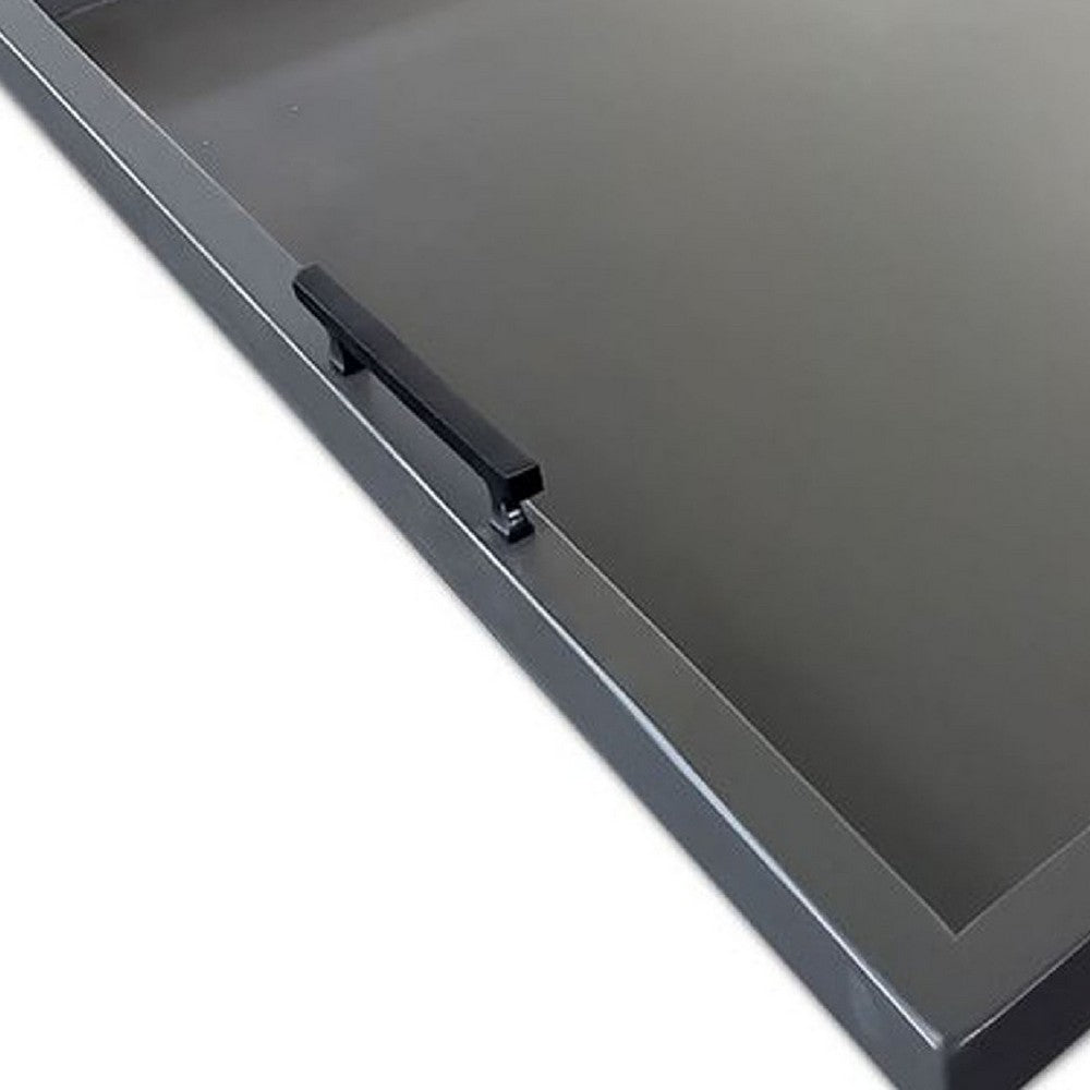 Yela Decorative Tray, 27x27 Square with Black Handles, Urban Bronze
