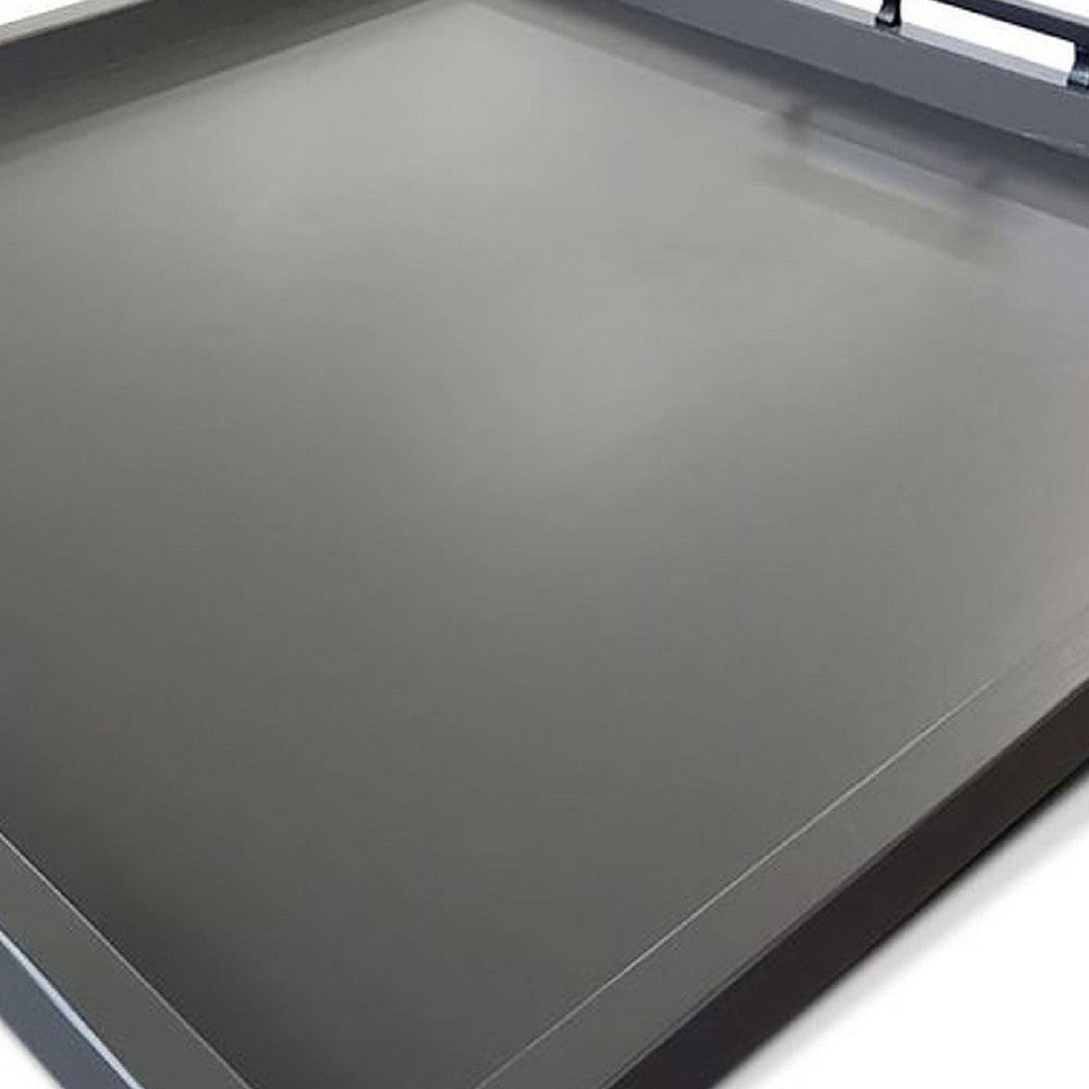 Yela Decorative Tray, 27x27 Square with Black Handles, Urban Bronze