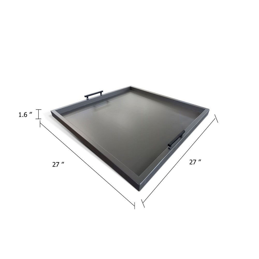 Yela Decorative Tray, 27x27 Square with Black Handles, Urban Bronze