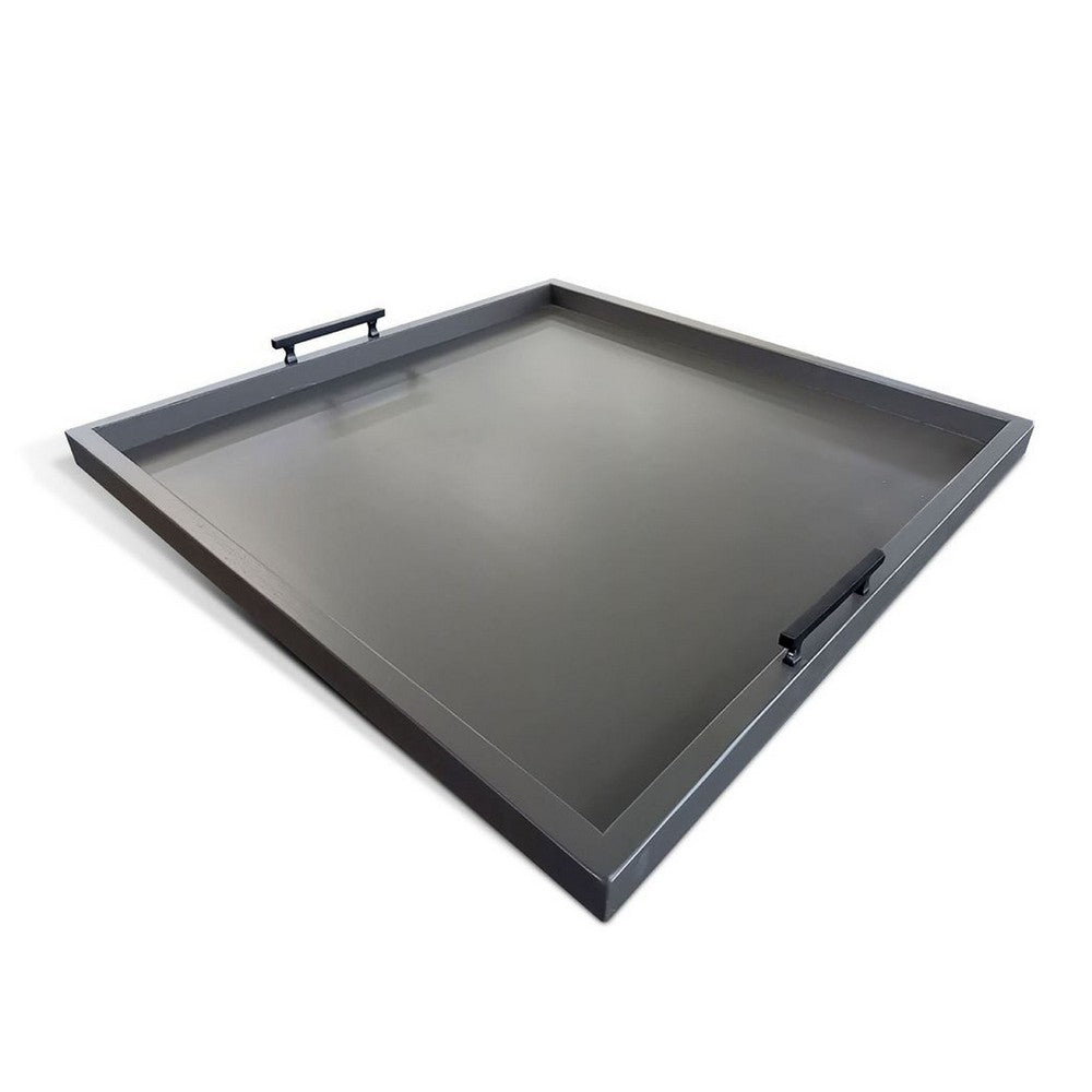 Yela Decorative Tray, 27x27 Square with Black Handles, Urban Bronze