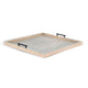 Yela Decorative Tray | 27x27 Square w Black Handles | Wheat Gray