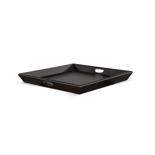 Decorative Tray | 27x27 Square w Cutout Handles | Black Solid Wood