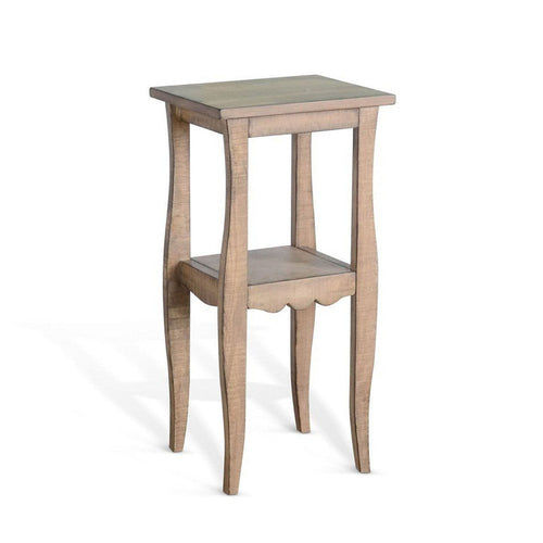Zela Small Side End Table | Lower Shelf & Curved Legs | Natural Brown | 11x14 Top