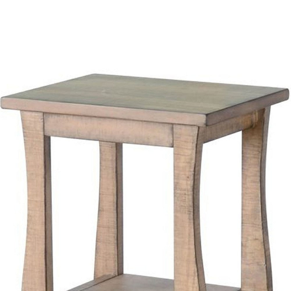 Zela Small Side End Table | Lower Shelf & Curved Legs | Natural Brown | 11x14 Top