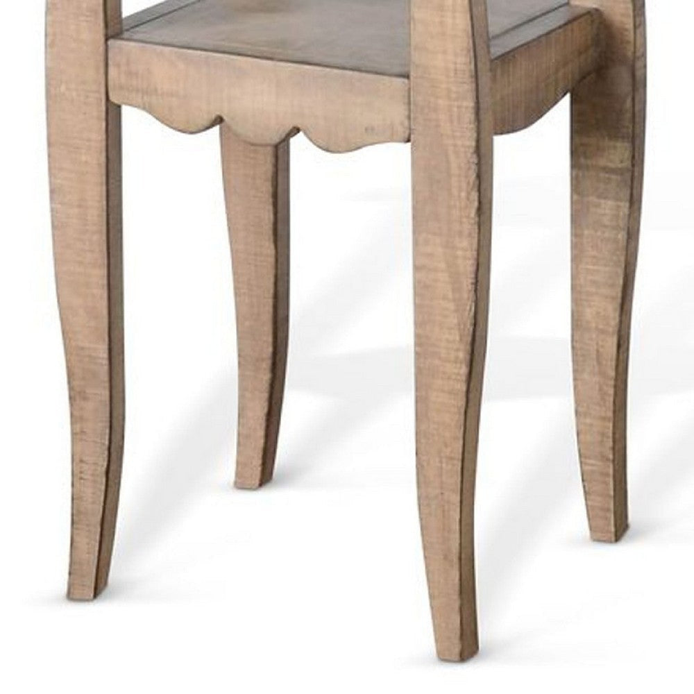 Zela Small Side End Table | Lower Shelf & Curved Legs | Natural Brown | 11x14 Top