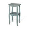 Zela Small Side End Table w Lower Shelf & Curved Legs | Sea Grass Green | 11x14 Top