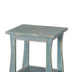 Zela Small Side End Table w Lower Shelf & Curved Legs | Sea Grass Green | 11x14 Top