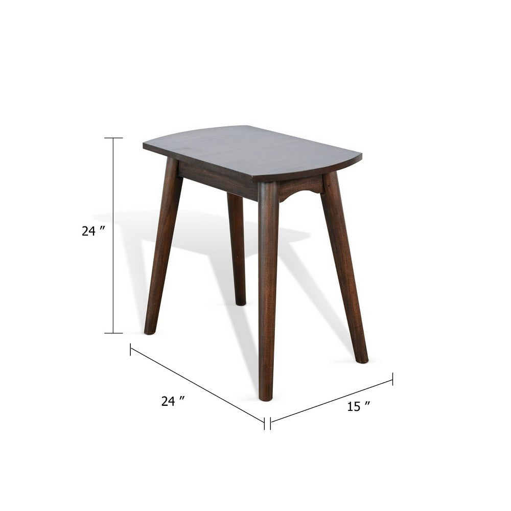 Neva Chairside Table | 24" Rectangular Top | Angled Legs | Dark Brown