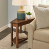 Yael Side End Table | 24" Wedge Top w Open Shelf | Natural Brown