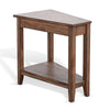 Yael Side End Table | 24" Wedge Top w Open Shelf | Natural Brown