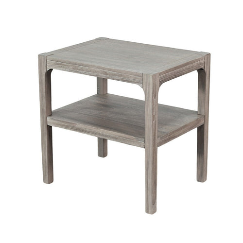 Fela Chair Side Table | 24" Top w Open Shelf | Natural Brown