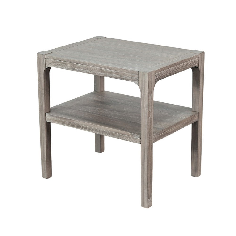 Fela Chair Side Table | 24" Top w Open Shelf | Natural Brown
