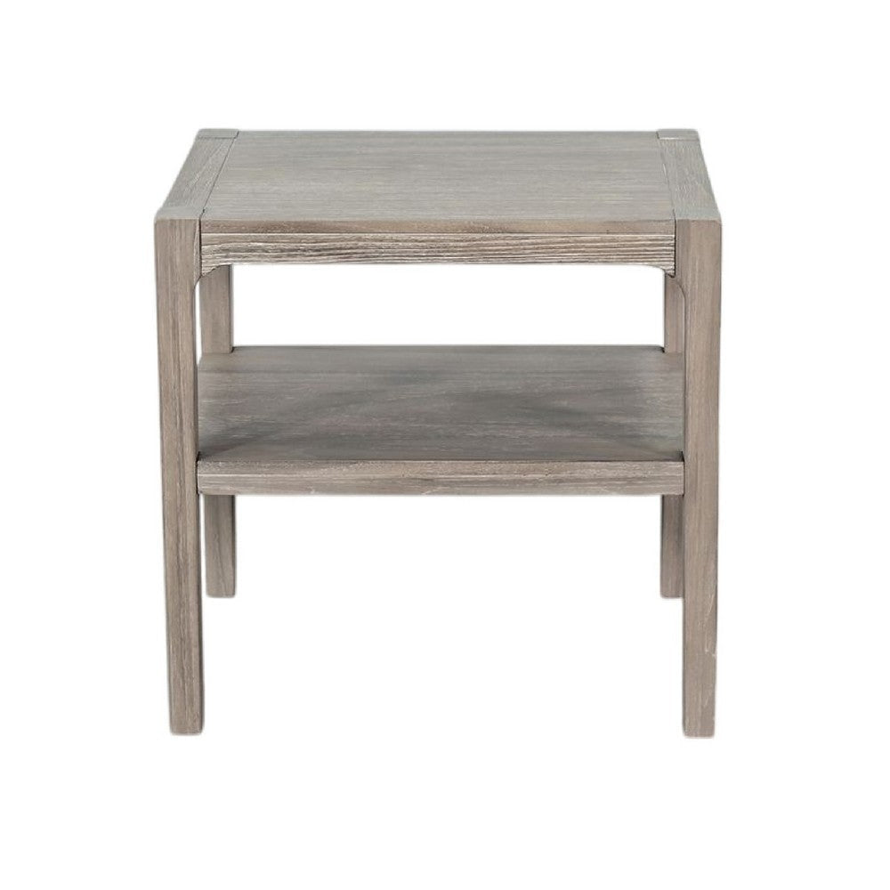 Fela Chair Side Table | 24’’ Top w Open Shelf | Natural Brown BM339794