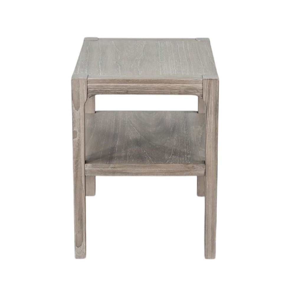 Fela Chair Side Table | 24’’ Top w Open Shelf | Natural Brown BM339794