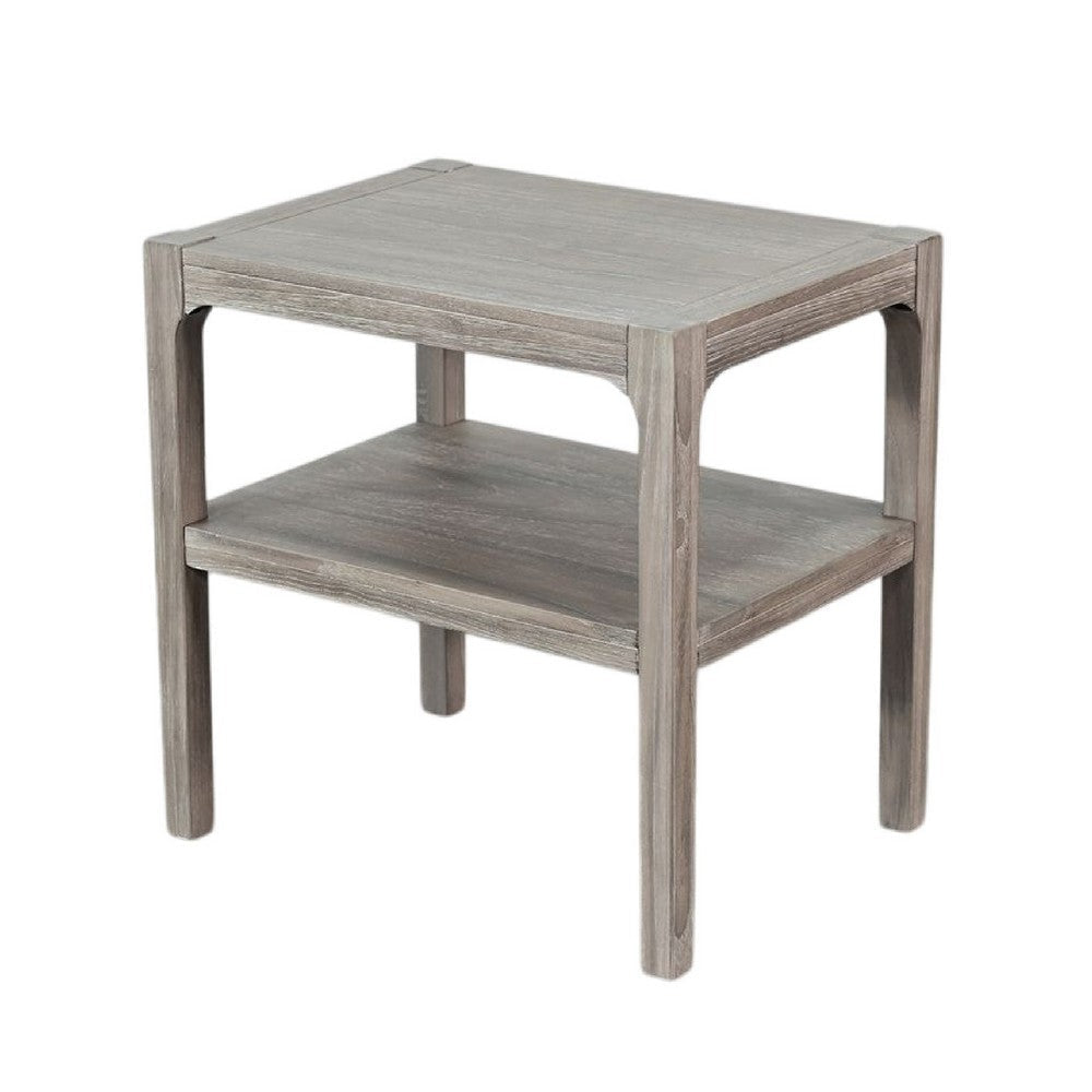 Fela Chair Side Table | 24’’ Top w Open Shelf | Natural Brown BM339794