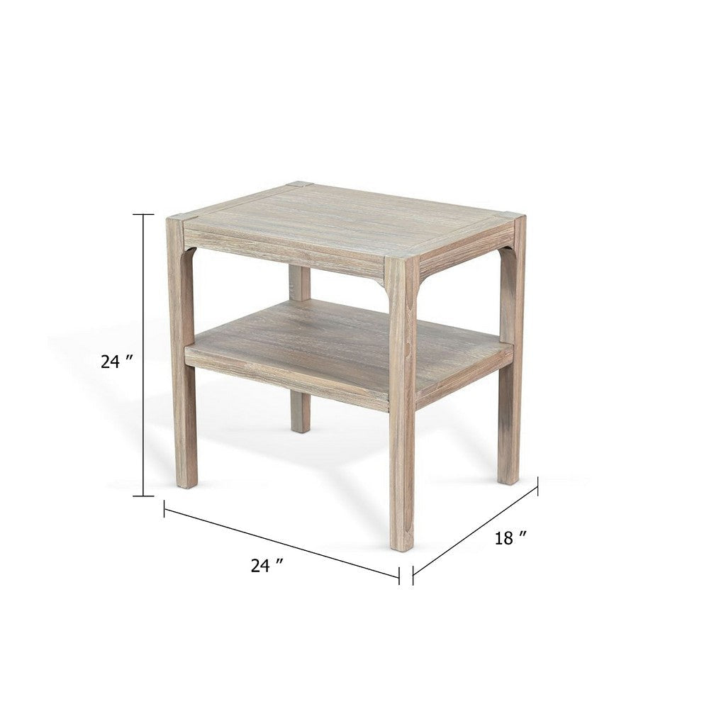 Fela Chair Side Table | 24’’ Top w Open Shelf | Natural Brown BM339794