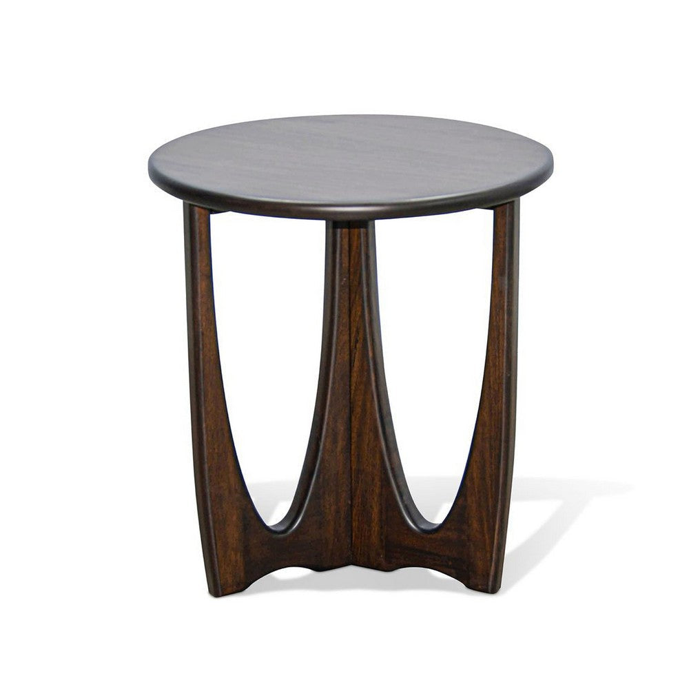 Natra Chairside Table | 22’’ Round Top w Cutout Base | Dark Brown BM339795