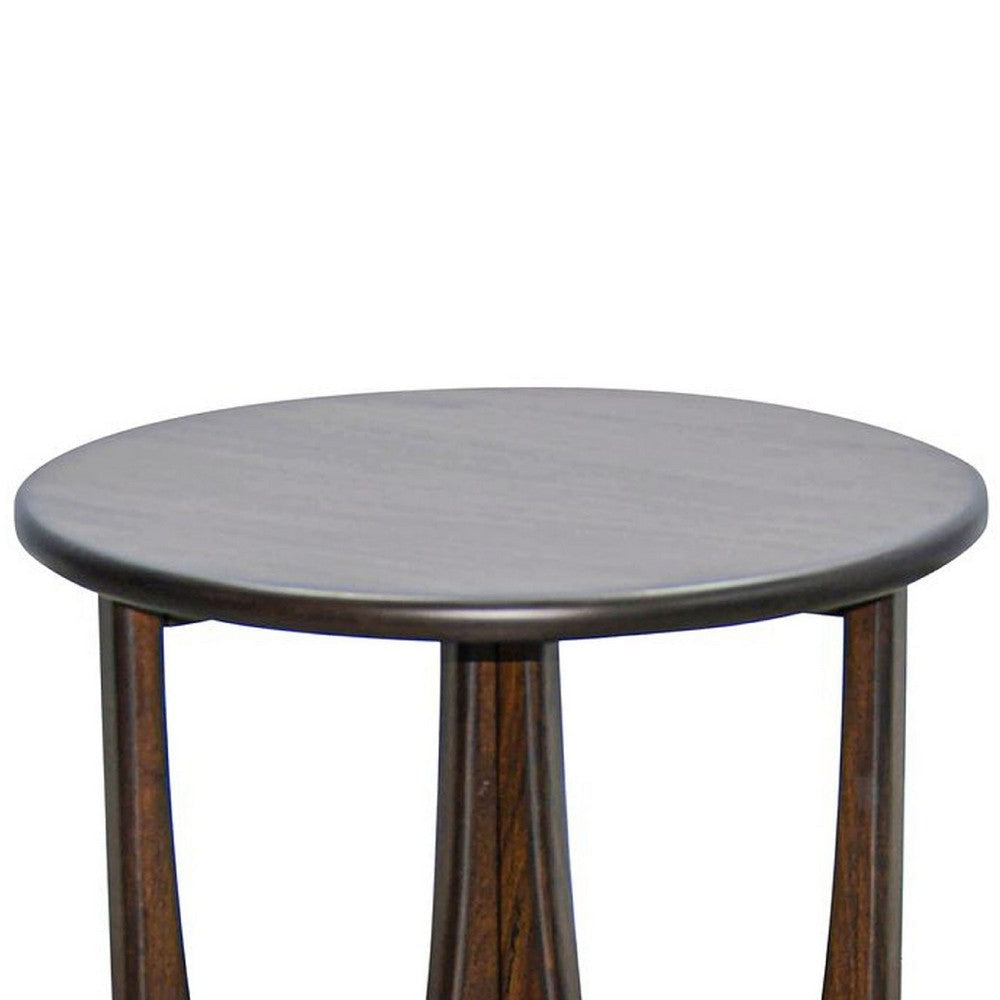 Natra Chairside Table | 22’’ Round Top w Cutout Base | Dark Brown BM339795