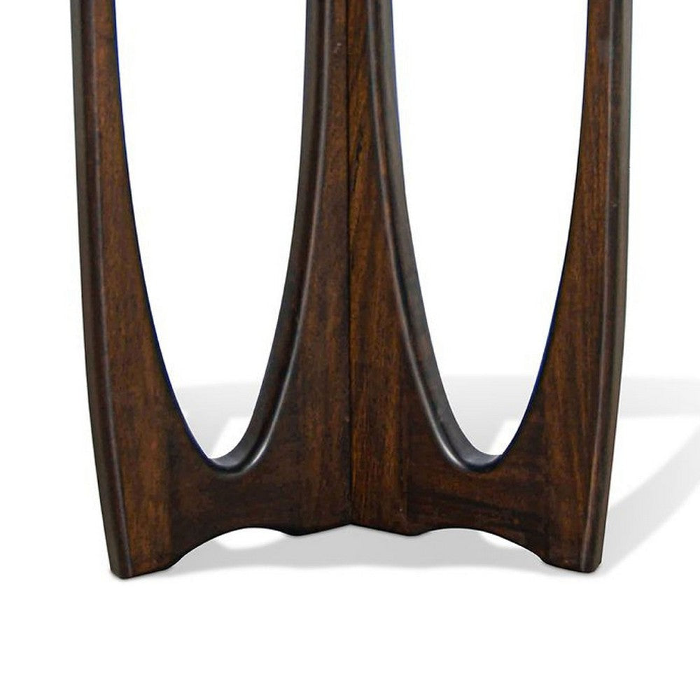 Natra Chairside Table | 22’’ Round Top w Cutout Base | Dark Brown BM339795