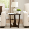 Natra Chairside Table | 22" Round Top w Cutout Base | Dark Brown