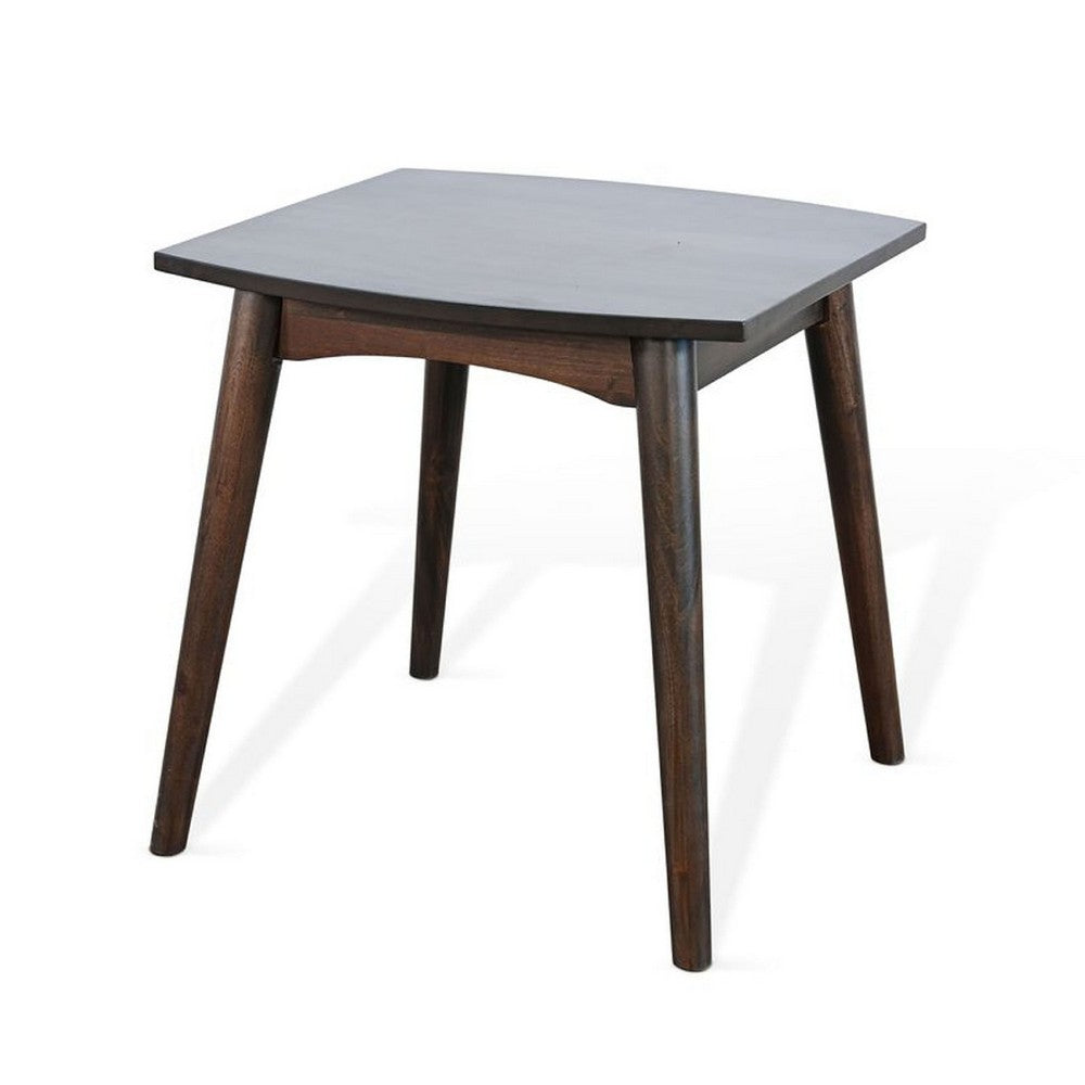 Neva Side End Table | 24" Square Top w Angled Legs | Dark Brown