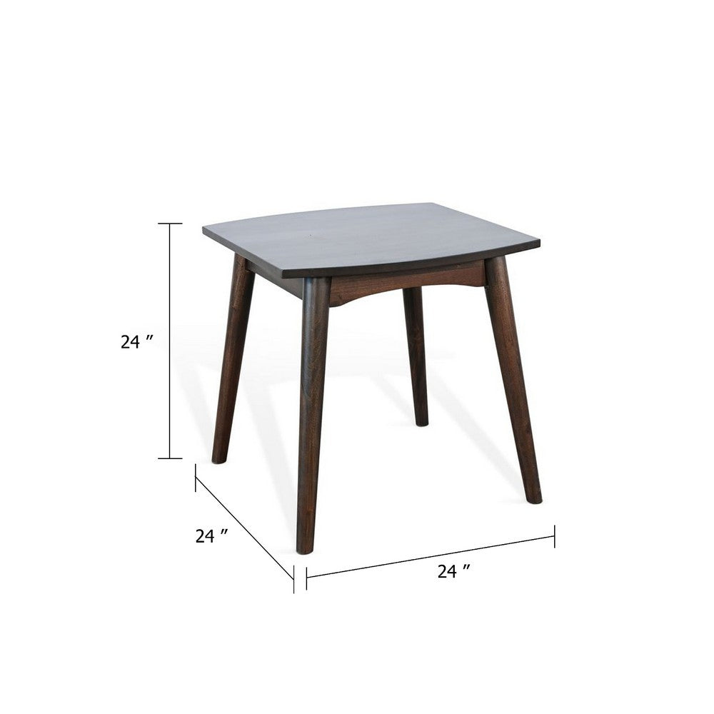 Neva Side End Table | 24" Square Top w Angled Legs | Dark Brown