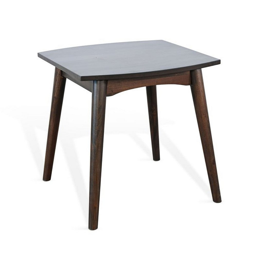 Neva Side End Table | 24" Square Top w Angled Legs | Dark Brown