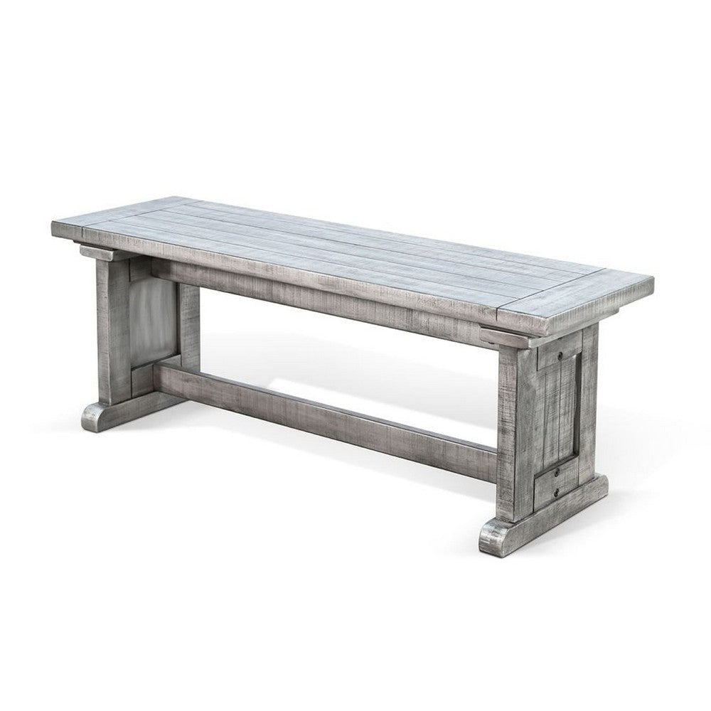 Bench | 48’’ Wide Plank Style Seat | Farmhouse Gray Pedestal Base BM339798