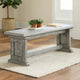 Bench | 48" Wide Plank Style Seat | Farmhouse Gray Pedestal Base