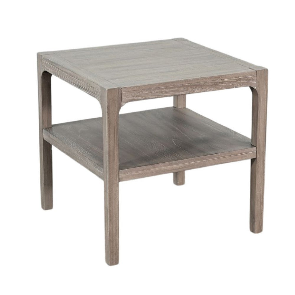Side End Table w Lower Shelf | 24’’ Square Top | Natural Brown BM339799