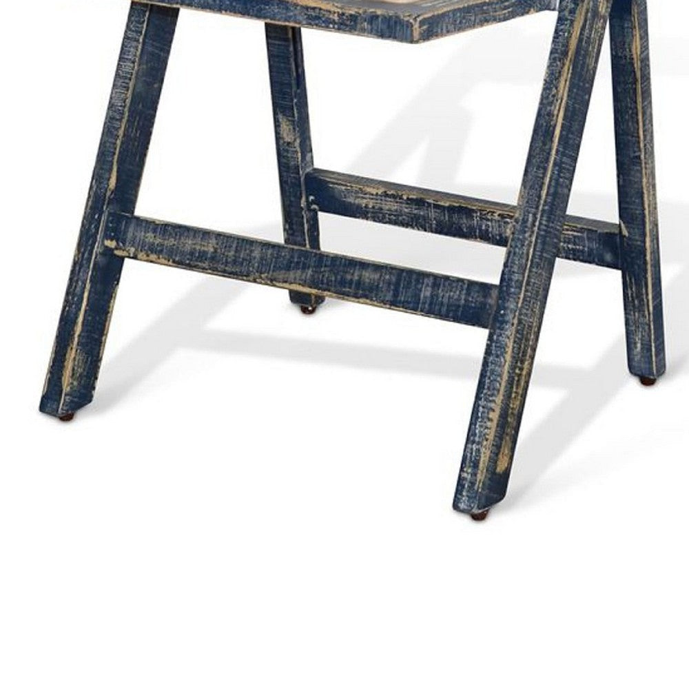 Shen Folding Dining Chair Set of 2 | Ocean Blue Frame | Beige Cushion BM339801