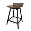 24’’ Counter Height Swivel Barstool Mahogany Wood Seat Black Metal Base BM339802