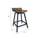 24’’ Counter Height Swivel Barstool Mahogany Wood Seat Black Metal Base BM339802