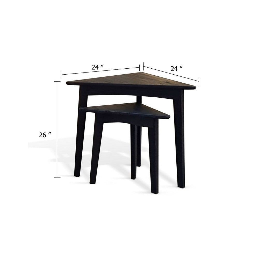 Liom Nesting Side Table Set of 2 | Triangular Top | Black Solid Mindi Wood BM339804