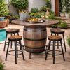 Yael Counter Height Pub Bar Table | Wine Barrel Base | Lazy Susan Top | Brown