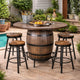 Yael Counter Height Pub Bar Table | Wine Barrel Base | Lazy Susan Top | Brown