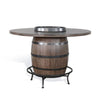 Yael Counter Height Pub Bar Table | Wine Barrel Base | Lazy Susan Top | Brown